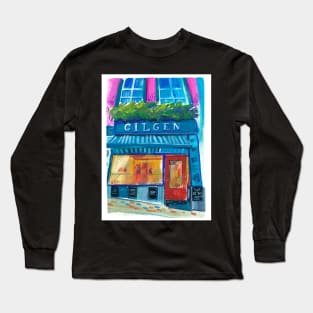 Gouache and colored pencils urban sketch | Gilgen Store Long Sleeve T-Shirt